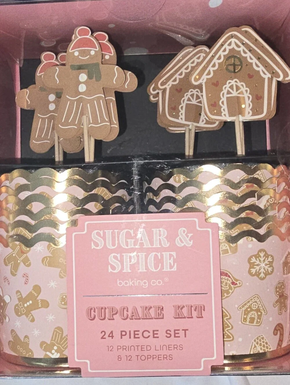 Sugar & Spice Pink Gingerbread Cupcake Kit - Festive 24-Piece Set